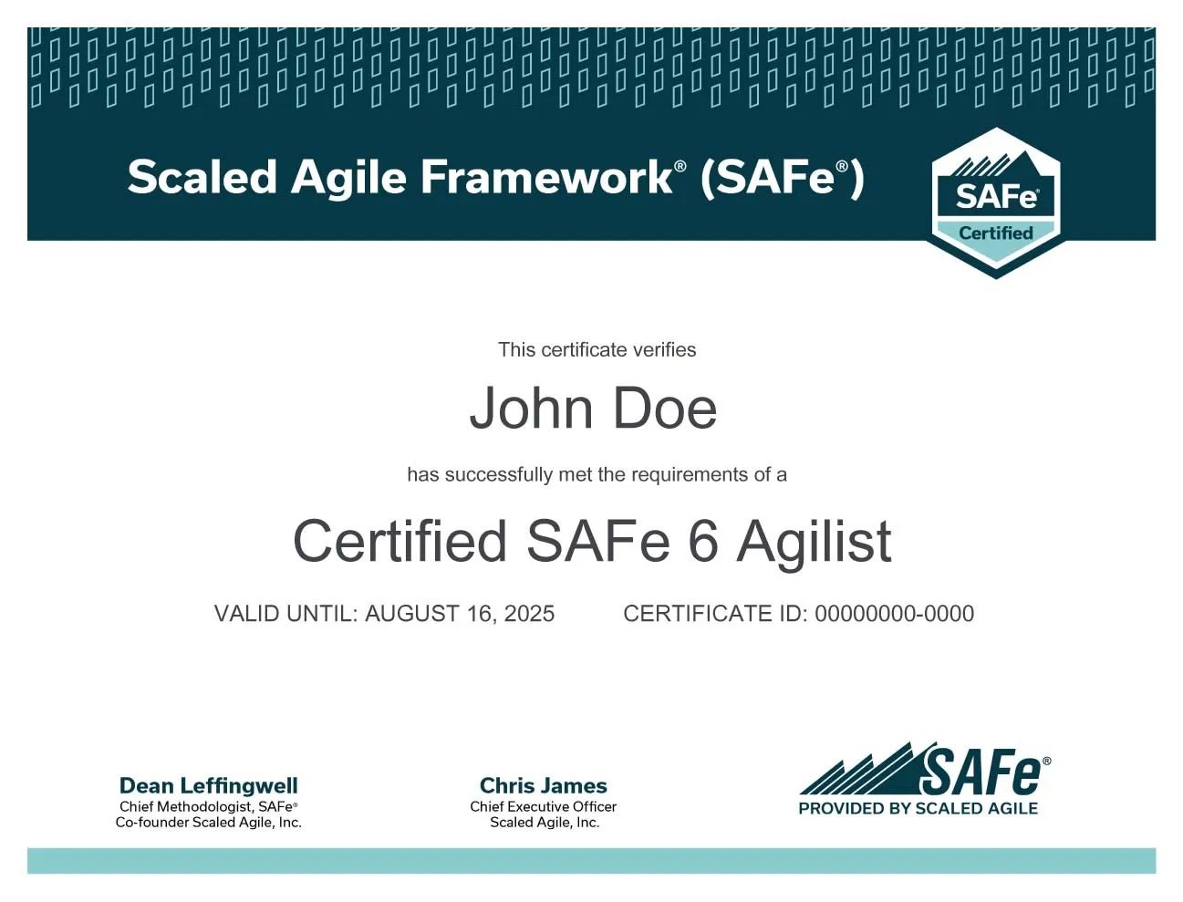 SAFe 6.0 Agilist Certificate